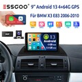 DAB+ Autoradio 4+64G Android 14 +KAM Carplay Für BMW X3 E83 2006-2010 GPS SWC BT