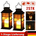 2x LED Solar Laterne Außenlampe Solarleuchte Solarlampe Gartendeko Warmweiß IP44
