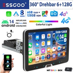 6+128G 8-Kern Android 14 1 Din Autoradio GPS Navi CarPlay DAB+ WiFi SWC FM BT5.0