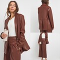 Neu JD Williams Kunstleder-Blazer einreihig hellbraun lockere Passform 64 £ 24 - 32