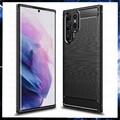 HANDY HÜLLE CARBON Für SAMSUNG GALAXY S22 ULTRA SCHUTZHÜLLE CASE SILIKON SCHWARZ