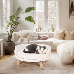 Hundebett Erhöhtes Katzensofa Couch Hundesofa Katzenbett Stuhl mit Plüsch kissen