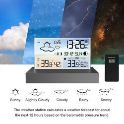 Funk Wetterstation mit Außensensor Hygrometer Thermometer Wecker Uhr Farbdisplay