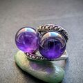 Art Deco Ring 835 Silber Amethyst Kugeln Markasit alt antik c. 1920 RG 58 S