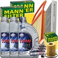 MANN INSPEKTIONSPAKET+3x1L FUCHS 5W-30 MOTORÖL passend für SKODA FABIA I VW POLO