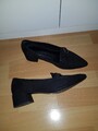 Marco Tozzi Damen Loafer Veloursleder Wildleder Spitze Schnalle Schwarz Pumps 39