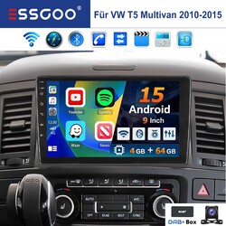 DAB+ 4+64G Carplay Autoradio Android 15 Für VW T5 Multivan 2010-2015 GPS Nav KAM