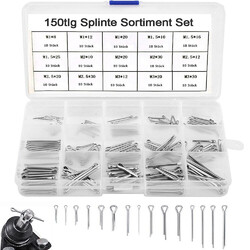 150tlg Splinte Sortiment Set Edelstahl Sicherungssplinte Sicherungsstifte Gerade