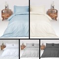 4-TEILIGES KOMPLETTES BETTWÄSCHESET SATIN STREIFEN BETTBEZUG SPANNBETTLAKEN MIT KISSENBEZUG
