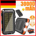 30000mAh Solar Powerbank Externer Batterie Ladegerät USB Zusatz Akku Handy DHL