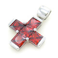 Anhänger Kreuz Cubic Zirkonia Bordeaux  925 Sterling Silber Kettenanhänger #4678