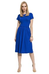 Damen Mittellanges Kleid Abendkleid Elegant Kurzarm Glockenkleid Gr. S M L XL