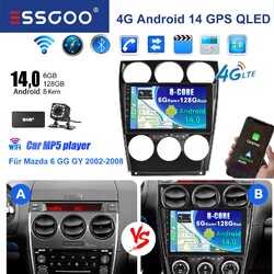 6+128GB 8-Kern DAB+ CarPlay Android 14 Autoradio GPS Für Mazda 6 GG GY 2002-2008