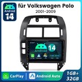 SWC Android 14 CarPlay Für VW Polo 9N 2001-2009 Autoradio GPS Navi WIFI 1+32GB