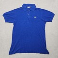Lacoste Herren Vintage 90s Poloshirt Polohemd Gr. M (4) Blau Kurzarm Polo Shirt