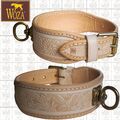 WOZA Premium Lederhalsband Vollmessing Vollleder Rindleder Hundgenäht SF1749    