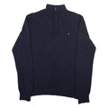 TOMMY HILFIGER Herren Pullover Blau 1/4 Reißverschluss Eng Gestrickt L