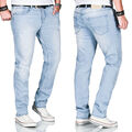 A. Salvarini Designer Herren Jeans Hose Regular Slim Fit Used Jeanshose Stretch
