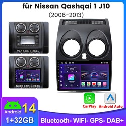  Android 14 Für Nissan Qashqai J10 2007-2016 GPS Navi Autoradio Bluetooth FM RDS
