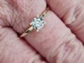 Verlobung Ring Gelbgold 585 Solitär Stil großer weißer Stein Gr. 56