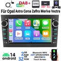 Autoradio DAB+ Carplay Android 14 GPS Für Opel Meriva Corsa C D Astra G H Kamera