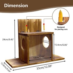 stabil Futterhaus Eichhörnchen Futterautomat Futterstation Futterhäuschen Holz↕
