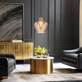 Pendelleuchte Hängelampe Deckenleuchte Esszimmerlampe Gold Glas rauchfarben