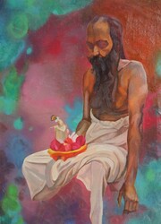 Vintage Surrealist Expressionist Oil Painting Portrait