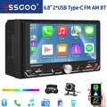 2 DIN 6.8" Autoradio Wireless Apple Carplay Android Auto AM FM RDS BT USB Type-C