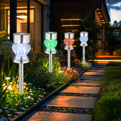 Außenleuchte Solarlampe Gartenleuchte Erdspieß LED Stecklampe RGB Kristalle 4x 