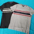 Herren T-Shirt 2x Tommy Hilfiger  Anthrazit  Gr. M - Kurzarm grau /schwarz 