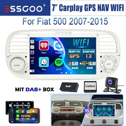 7" Android 13 CarPlay 2+64G Autoradio DAB+ Nav Kamera RDS Für Fiat 500 2007-2015