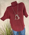 NEU legerer basic kurzarm Pullover Rollkragen  Italy BORDEAUX 38 40 42