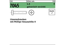 Reyher Flachkopfschraube ISO 7045 m.Kreuzschlitz-PH M 10 x 25 -H 4.8 galvanis...