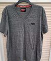 Herren-T-Shirt XXXXL/4XL von Superdry. Schwarz grau & weiß Marl mit Logo. Guter Zustand.