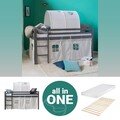 Hochbett mit Matratze 90x200 Kinder Bett Lattenrost Holz Grau Tunnel Homestyle4u