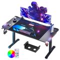 Gaming Tisch mit LED RGB Gaming Schreibtisch Game Computertisch T-Form 160/180cm