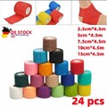 24 Rollen Verband Kohäsiv Bandage Selbstklebend Haftbandage Fixierbinde 5cmx4.5m