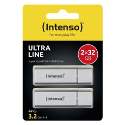 Intenso USB Stick 32GB Speicherstick Ultra Line silber USB 3.2 2er Pack