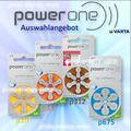 Auswahl Varta PowerOne Hörgerätbatterien p10, p13, p312, p675 für Hörgeräte