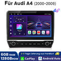 Carplay Android 13 Autoradio GPS Navi WIFI SWC DAB BT Für Audi A4 00-2009 6+128G