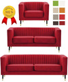 ROT PREMIUM RETRO VINTAGE 1+2+3 SITZER SOFA 1-1-3 SAMT POLSTERGARNITUR SESSEL