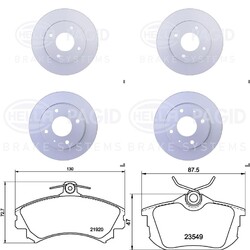 HELLA PAGID BREMSENSET VORNE + HINTEN passend für SMART FORFOUR 454 COLT 6VA 256x24mm | HA 250x10mm | auch für Colt CZC Cabrio