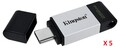 5er Set USB Stick Flash Drive - Kingston 256GB Datatraveler DT80 USB-C 3.2 Gen1