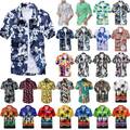 Herren Hawaiihemd Strand Kurzarmshirt Sommer T-Shirts Freizeithemd Blusen Tops