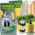 MANN INSPEKTIONSPAKET + MOBIL 5W-30 MOTORÖL passend für AUDI A4 B8 A5 8T 2.0TDI