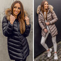 Wärmejacke Winterjacke Steppjacke Sportjacke Unifarben Kapuze Damen BOLF Lang