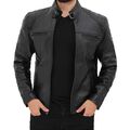 Schwarz Lederjacke Herren - Schwarz Echt Lammleder Herren Lederjacke Slim Fit