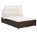 2-Personen-Sonnenliege Gartenliege Sonnenliege Liege mit Auflage Poly Rattan