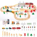 72 Pcs Holz Eisenbahn Set Kinder Zug Lok Schienen Zubehör city Schnellzug